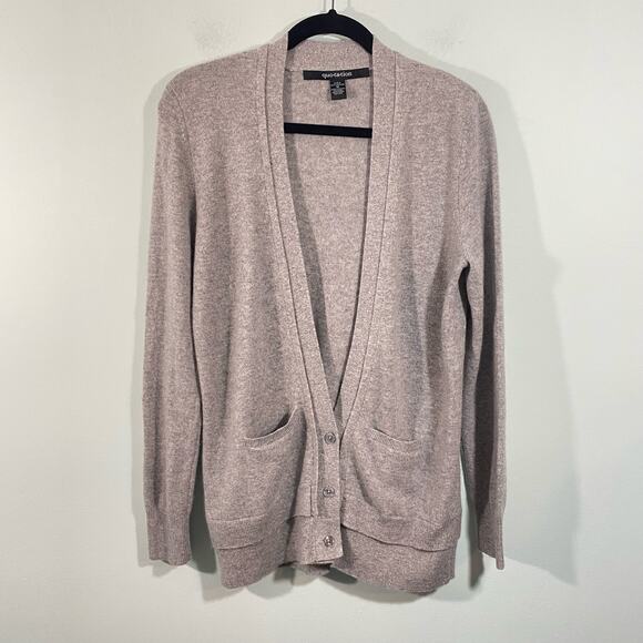 Quotation Women's Grey 2 Ply Cashmere V-neck Button Up Cardigan Size M - Picture 1 of 7